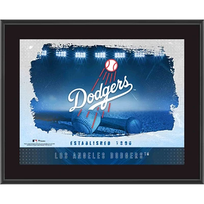 Plaque encadrée avec logo d'équipe horizontal sublimé des Dodgers de Los Angeles 10,5" x 13"