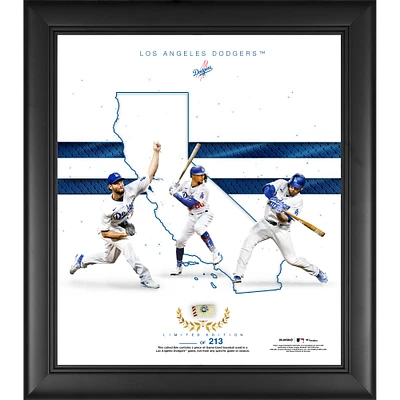 Los Angeles Dodgers Framed 15" x 17" Franchise Foundations 2023 Collage with a Piece of Game Used Baseball - Limited Edition of 213