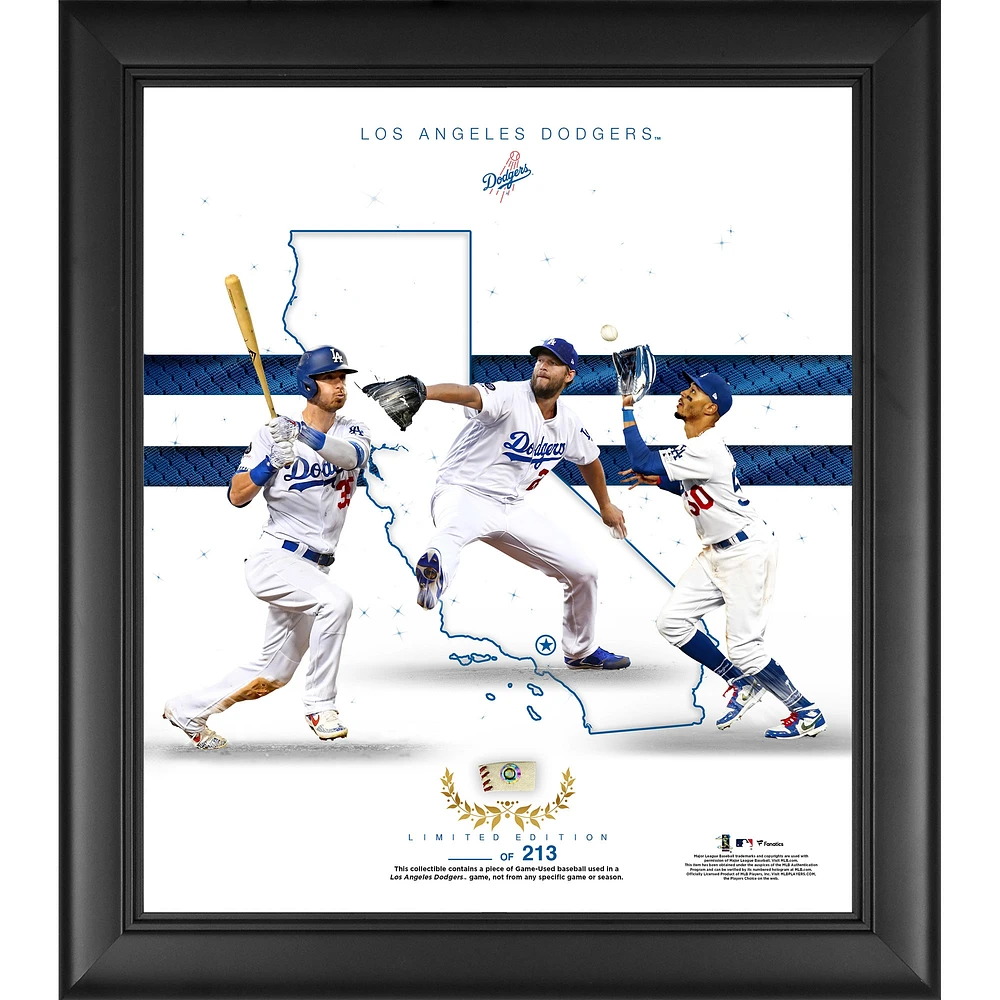 Collage encadré 15" x 17" des fondations de la franchise des Dodgers de Los Angeles avec un morceau de baseball utilisé en jeu - Édition limitée à 213