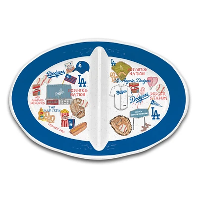 Plat de service en mélamine épaisse à deux compartiments des Dodgers de Los Angeles