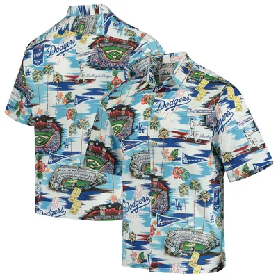 Men's Tommy Bahama White Los Angeles Rams Beach-Cation Throwback Button-Up Woven Shirt