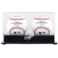 Vitrine de présentation du logo des Los Angeles Dodgers avec deux cubes de baseball