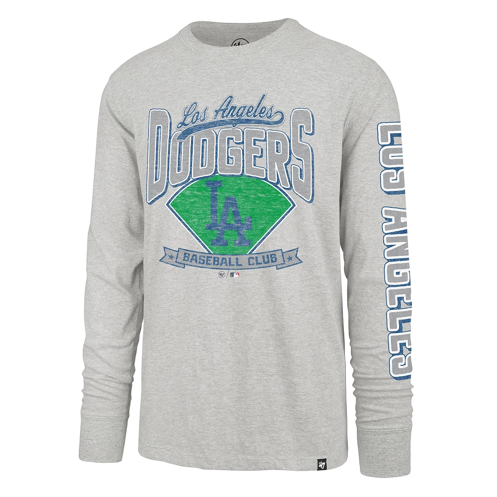 Men's '47  Gray Los Angeles Dodgers Big & Tall Distressed Franklin Long Sleeve T-Shirt