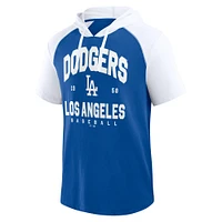 T-shirt à capuche manches courtes raglan Fanatics Royal Los Angeles Dodgers Prime pour hommes