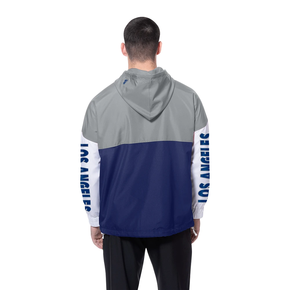 Men's New Era  Royal/Gray Los Angeles Dodgers Color Block Full-Zip Hoodie Windbreaker