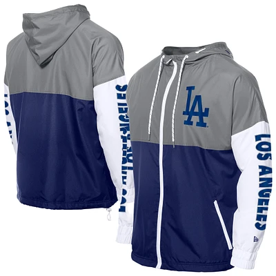 Men's New Era  Royal/Gray Los Angeles Dodgers Color Block Full-Zip Hoodie Windbreaker