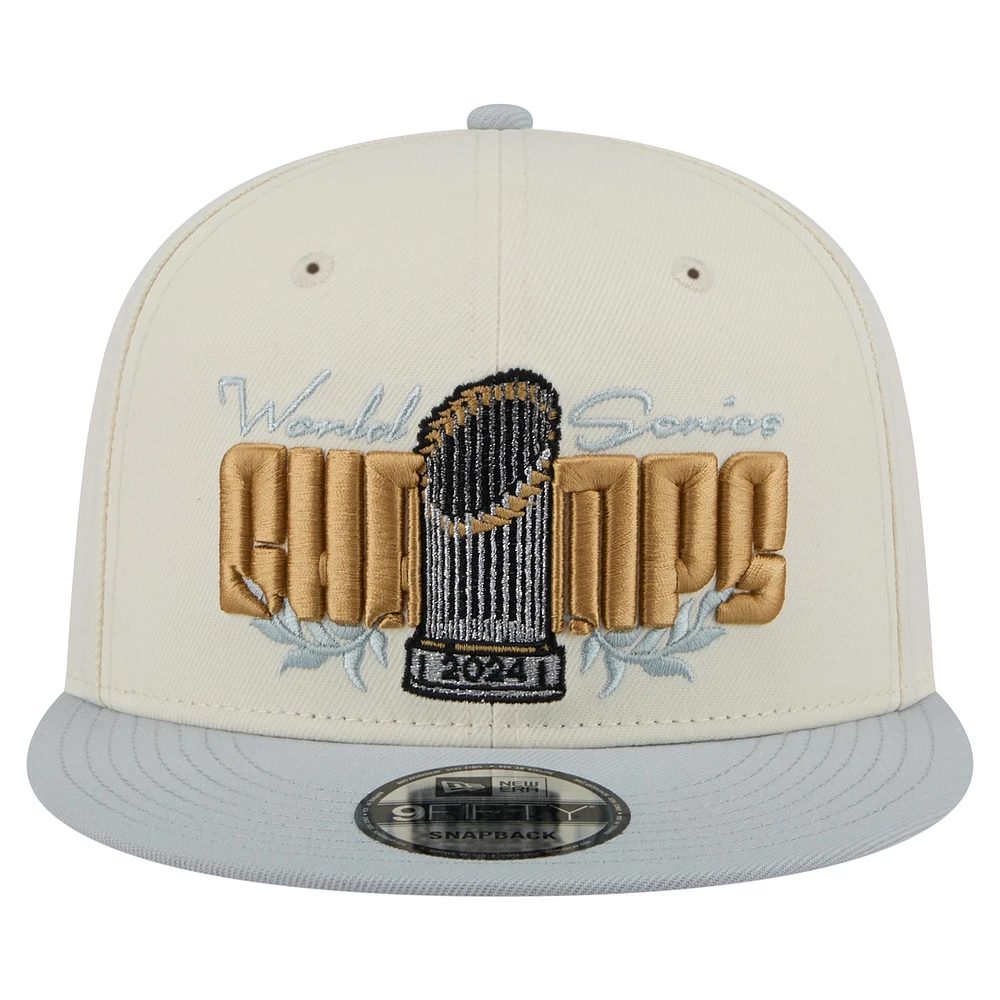 Casquette snapback 9FIFTY blanche New Era pour homme Los Angeles Dodgers 2024 World Series Champions Parade Takedown