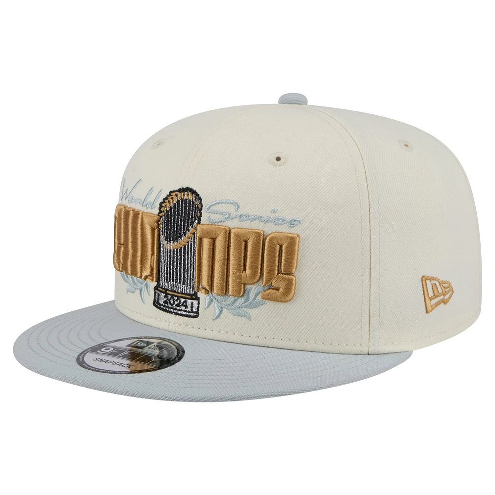 Casquette snapback 9FIFTY blanche New Era pour homme Los Angeles Dodgers 2024 World Series Champions Parade Takedown