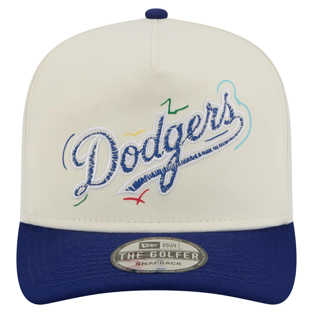 Casquette ajustable blanche New Era pour homme avec logo de l'équipe des Dodgers de Los Angeles