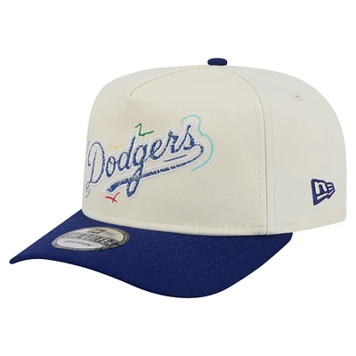 Casquette ajustable blanche New Era pour homme avec logo de l'équipe des Dodgers de Los Angeles