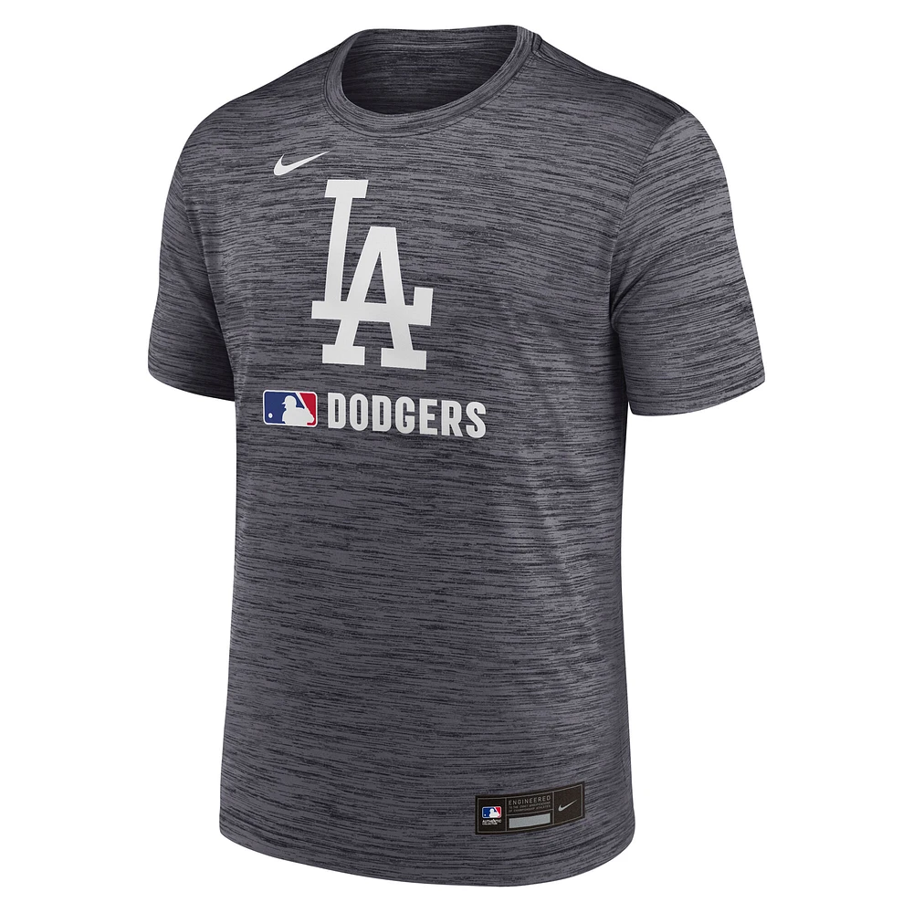 T-shirt Nike noir authentique des Los Angeles Dodgers pour homme, collection Velocity Performance
