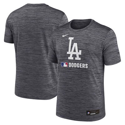 T-shirt Nike noir authentique des Los Angeles Dodgers pour homme, collection Velocity Performance