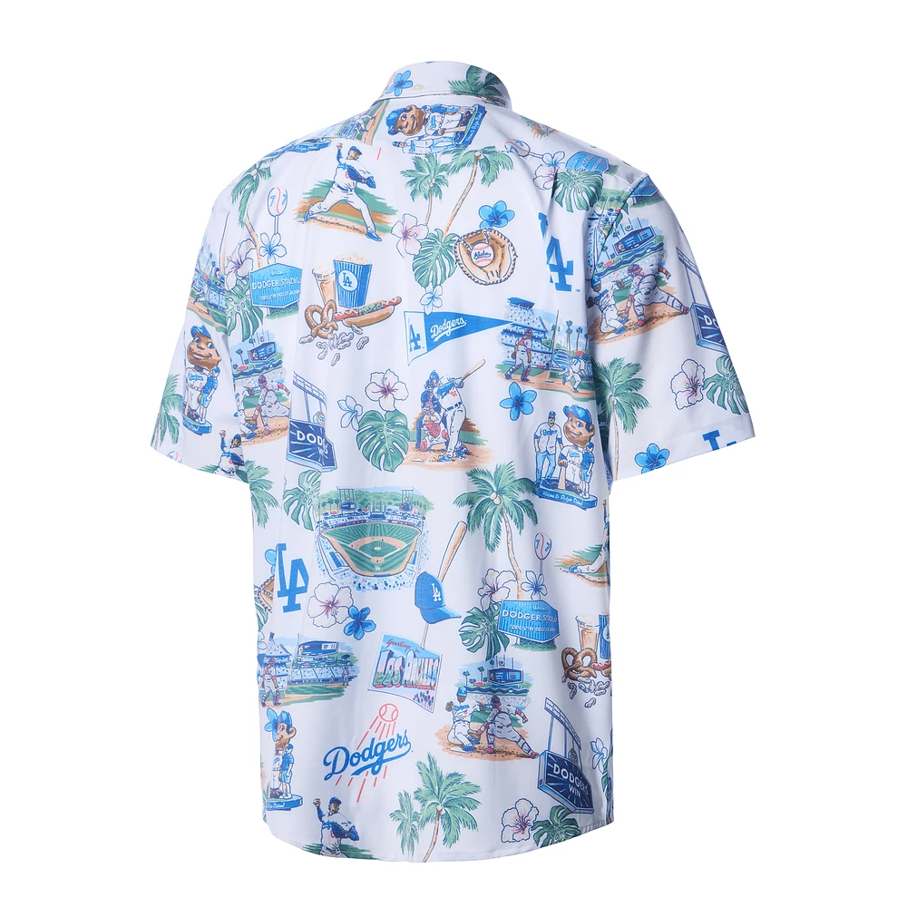 Men's Reyn Spooner  White Los Angeles Dodgers Scenic Tri-Blend Button-Down Shirt