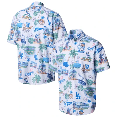 Men's Reyn Spooner  White Los Angeles Dodgers Scenic Tri-Blend Button-Down Shirt