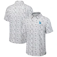 Men's Tommy Bahama  Gray Los Angeles Dodgers Nova Wave Riptide Rally Camp Button-Up Short Sleeve Shirt