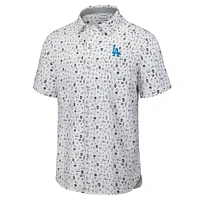 Men's Tommy Bahama  Gray Los Angeles Dodgers Nova Wave Riptide Rally Camp Button-Up Short Sleeve Shirt