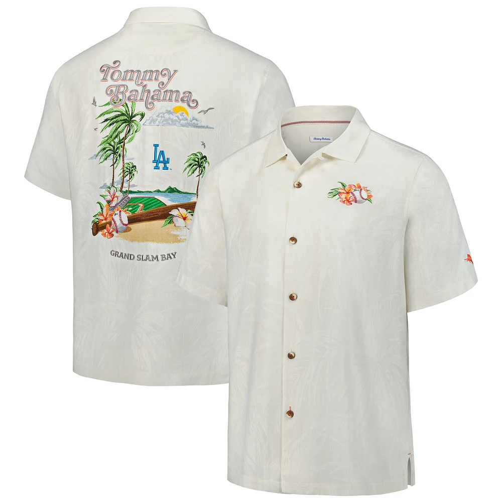 Men's Tommy Bahama  White Los Angeles Dodgers Grand Slam Bay Camp Button-Up Shirt