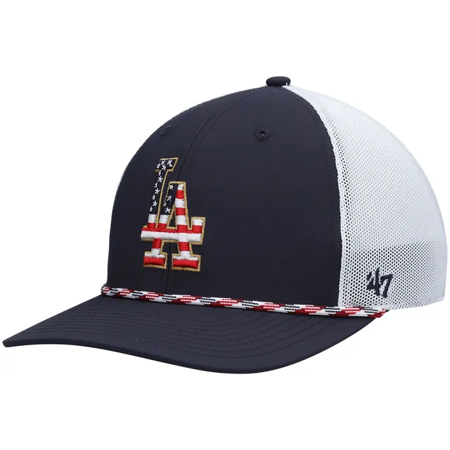 Men's '47 Navy/White Los Angeles Dodgers Flag Fill Trucker Snapback Hat