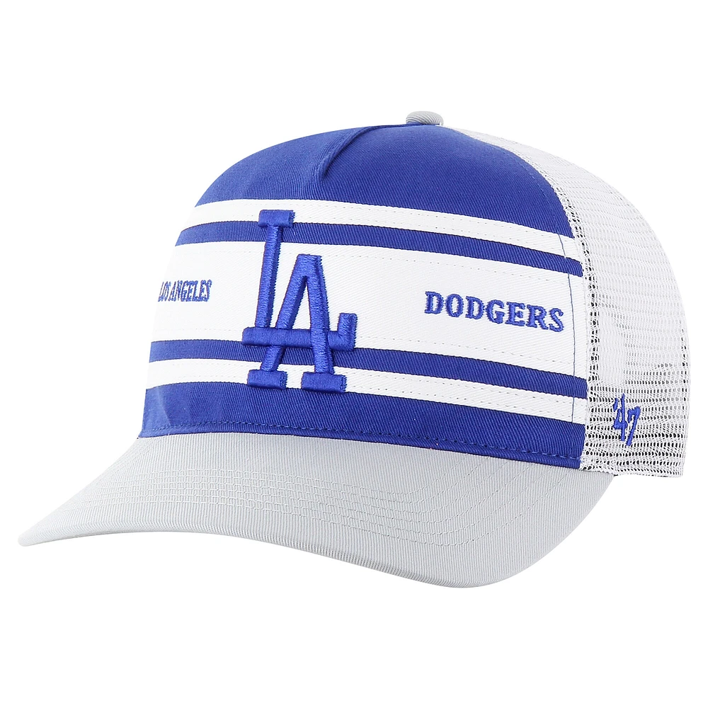 Casquette ajustable décontractée à rayures pour homme '47 Royal Los Angeles Dodgers Gridiron Super Trucker Hitch