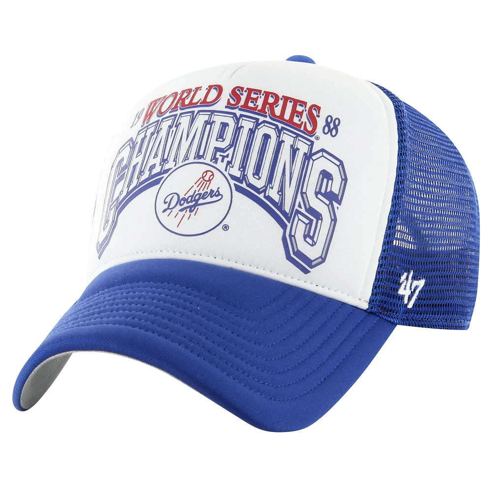 Casquette réglable '47 blanc/royal Los Angeles Dodgers Champ Offside Trucker pour hommes