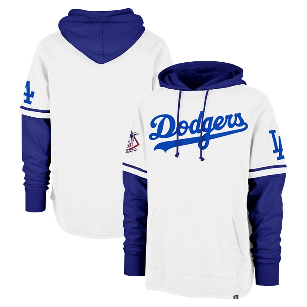 Men's '47 White Los Angeles Dodgers Trifecta Shortstop Pullover Hoodie