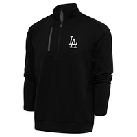 Men's Antigua Black Los Angeles Dodgers Metallic Generation Quarter-Zip Pullover Top