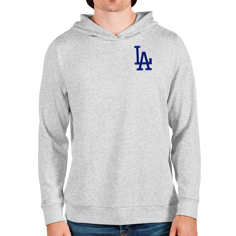 Men's Antigua Heathered Gray Los Angeles Dodgers Absolute Pullover Hoodie