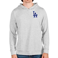 Men's Antigua Heathered Gray Los Angeles Dodgers Absolute Pullover Hoodie