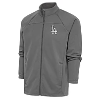 Men's Antigua Steel Los Angeles Dodgers Metallic Links Full-Zip Golf Jacket