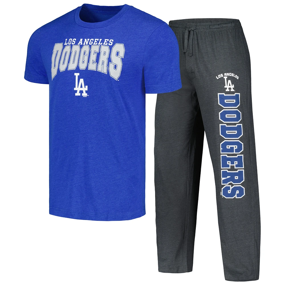 Ensemble de nuit pour hommes Concepts Sport Charcoal/Royal Los Angeles Dodgers Meter T-shirt et pantalon