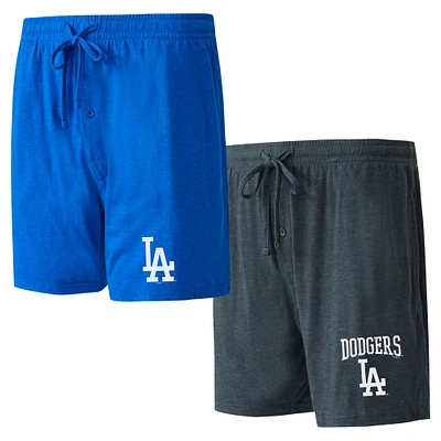 Pack de deux shorts nuit Concepts Sport Royal Los Angeles Dodgers pour hommes