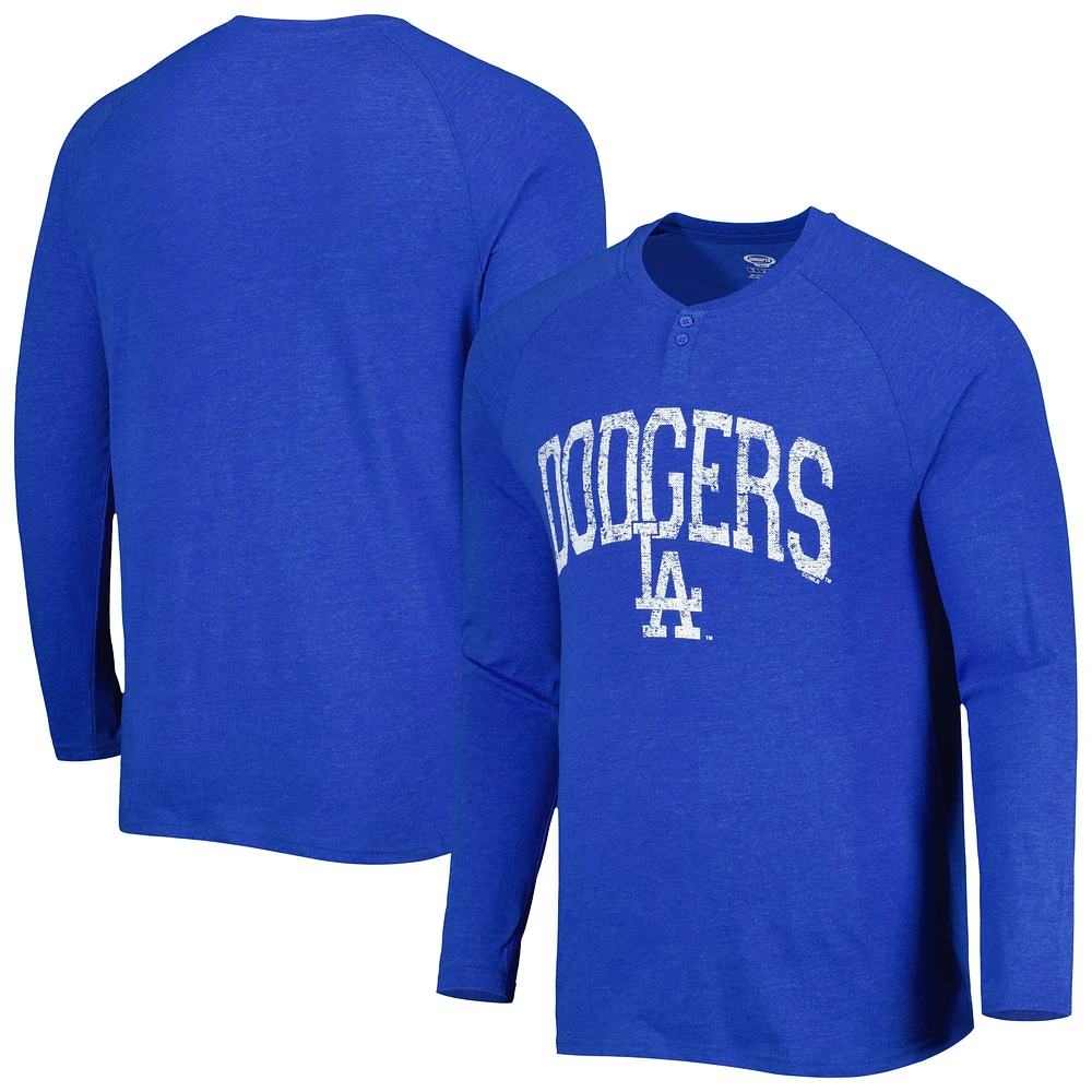 Concepts Sport Royal Los Angeles Dodgers Inertia Raglan T-shirt à manches longues Henley