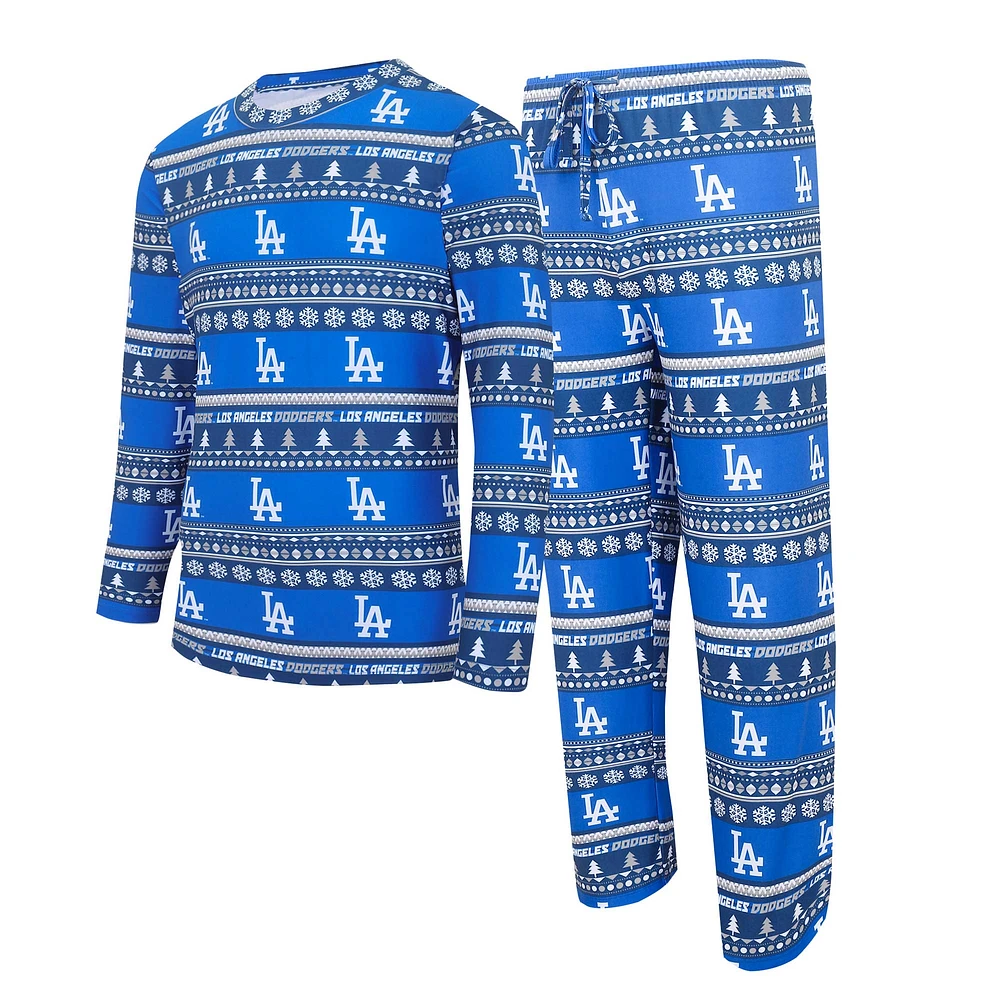 Concepts Sport Royal Los Angeles Dodgers Knit Ugly Sweater Ensemble haut à manches longues et pantalon pour hommes