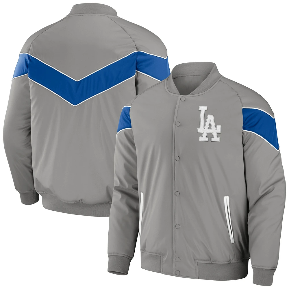 Men's Darius Rucker Collection by Fanatics Gray Los Angeles Dodgers Baseball Raglan Full-Snap Jacket