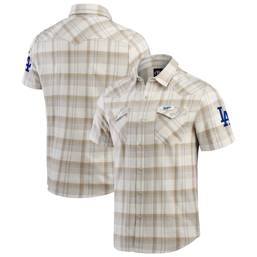 Men's Darius Rucker Collection by Fanatics Gray Los Angeles Dodgers Plaid Full-Snap Shirt