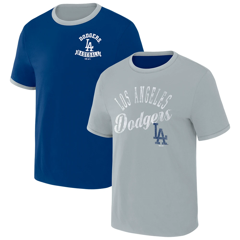 Men's Darius Rucker Collection by Fanatics Royal/Gray Los Angeles Dodgers Two-Way Ringer Reversible T-Shirt