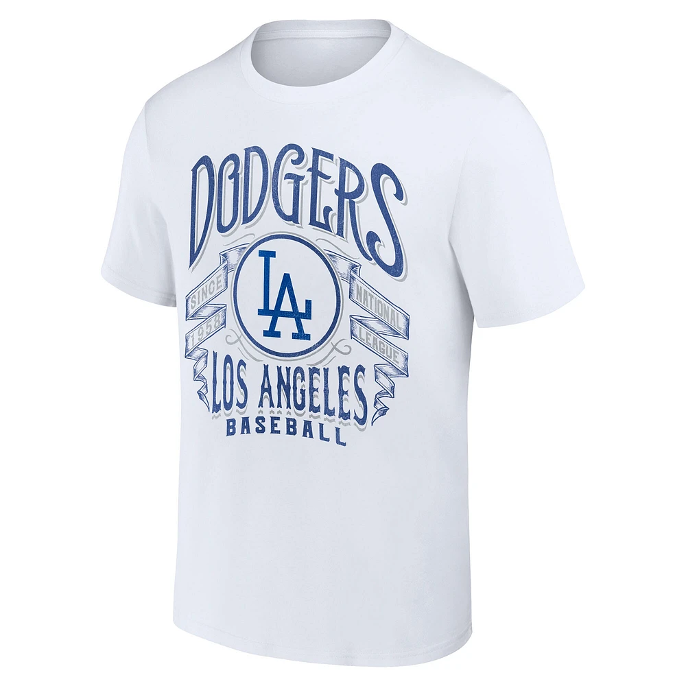 Collection Darius Rucker pour homme par Fanatics White Los Angeles Dodgers T-shirt en détresse Rock