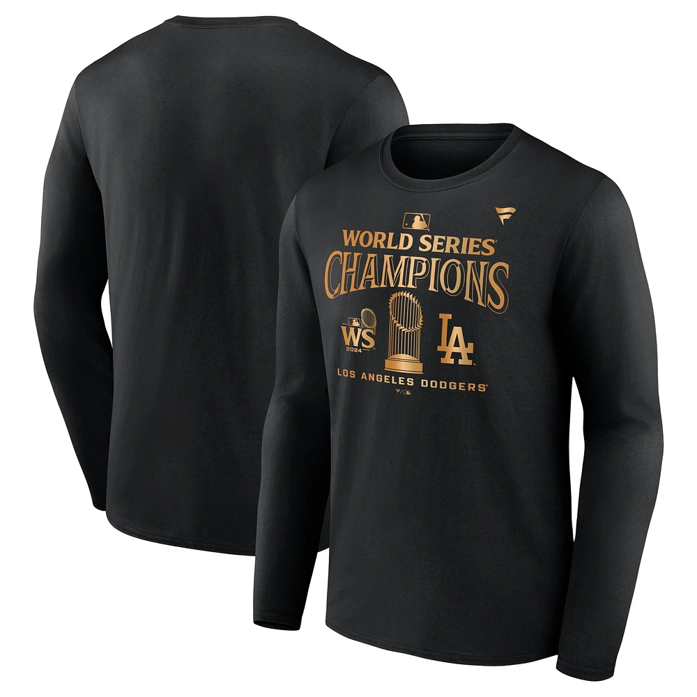 T-shirt à manches longues Fanatics pour hommes Los Angeles Dodgers Champions de la Série mondiale 2024 Locker Room Parade Noir