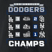 T-shirt Fanatics pour hommes noir avec calendrier des champions de la série mondiale 2024 Los Angeles Dodgers