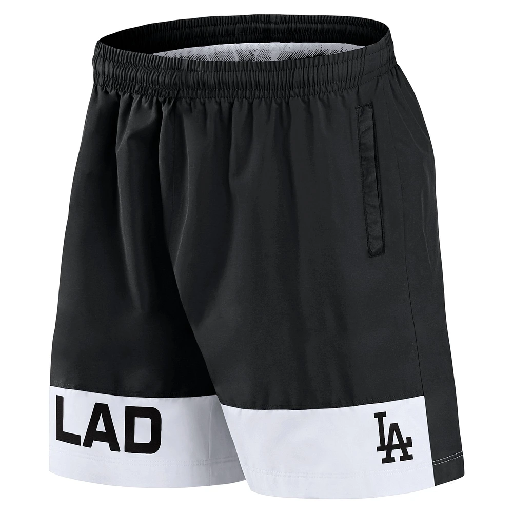 Short de bain Fanatics noir Los Angeles Dodgers Elements pour hommes