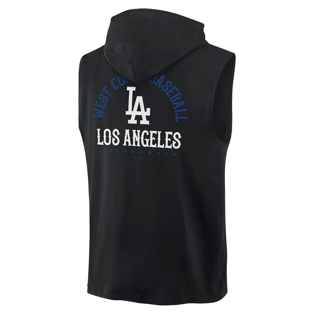 Men's Fanatics Black Los Angeles Dodgers Fire Speed Sleeveless Pullover Hoodie