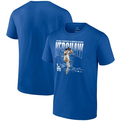 T-shirt Fanatics Clayton Kershaw Royal Los Angeles Dodgers Most Strikeouts pour hommes