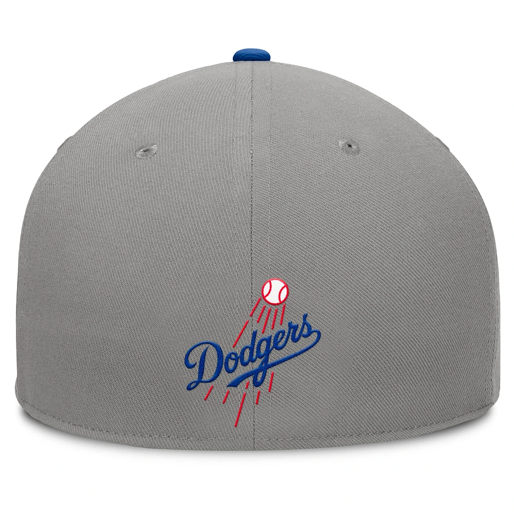 Casquette ajustée Fanatics pour homme gris/bleu royal Los Angeles Dodgers Clubhouse Dugout