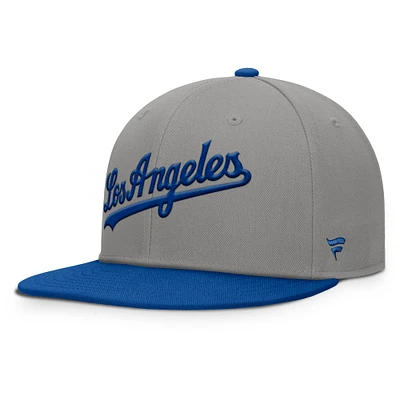 Casquette ajustée Fanatics pour homme gris/bleu royal Los Angeles Dodgers Clubhouse Dugout
