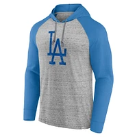 Men's Fanatics  Gray Los Angeles Dodgers Single Play Speckled Lightweight Pullover Hoodie