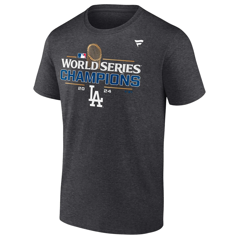 T-shirt Fanatics Heather Charcoal pour hommes Los Angeles Dodgers Champions de la Série mondiale 2024