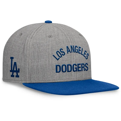 Casquette Snapbuckle à bord plat Fanatics pour hommes gris chiné/royal Los Angeles Dodgers Elements