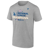 T-shirt fanatique gris chiné pour hommes Los Angeles Dodgers Champions de la Ligue nationale 2024