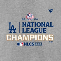 T-shirt fanatique gris chiné pour hommes Los Angeles Dodgers Champions de la Ligue nationale 2024