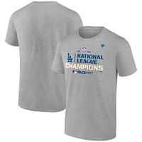 T-shirt fanatique gris chiné pour hommes Los Angeles Dodgers Champions de la Ligue nationale 2024